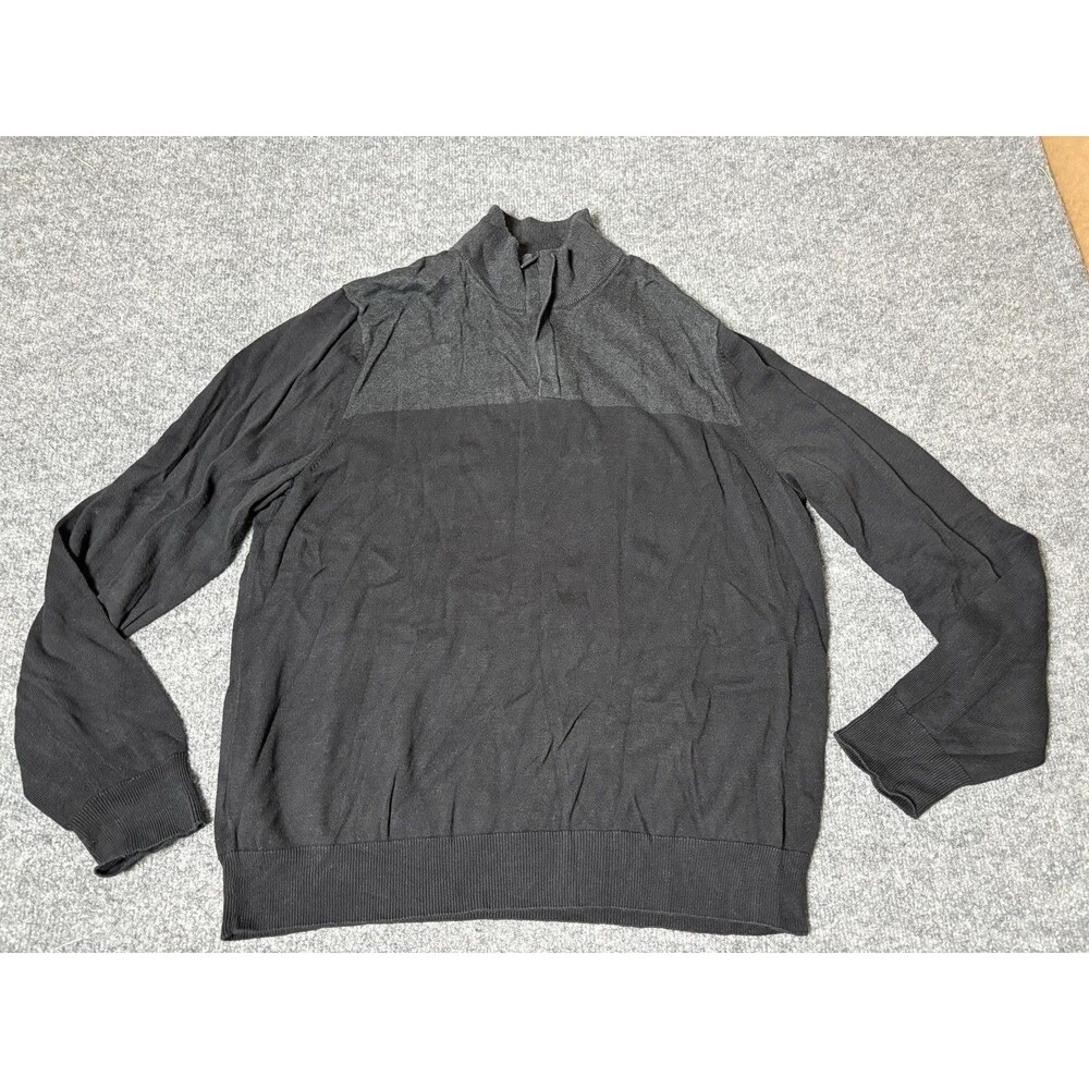 Perry Ellis Sweater Mens XL Black Mock Neck Tight Knit Pullover Long Sleeve